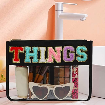 Stylish Chenille Letter Clear Pouch for Travel and More