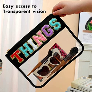 Stylish Chenille Letter Clear Pouch for Travel and More