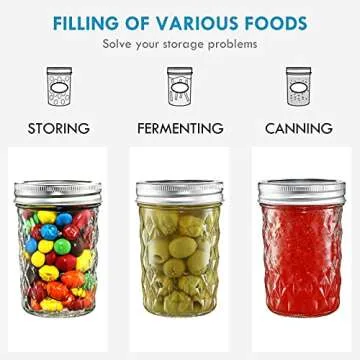 YEBODA Mason Jars 8 oz Glass Jars with Lids and Bands 6 Pack Canning Jars Ideal for Preserving, Jam, Honey, Jelly, Wedding Favors, Shower Favors, Yogurt, Sauces, DIY Spice Jars