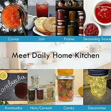 YEBODA Mason Jars 8 oz Glass Jars with Lids and Bands 6 Pack Canning Jars Ideal for Preserving, Jam, Honey, Jelly, Wedding Favors, Shower Favors, Yogurt, Sauces, DIY Spice Jars