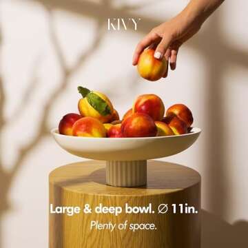 KIVY Concrete Fruit Bowl for Kitchen Counter - Large Decorative Bowl for Home Decor - Modern Key Bow...