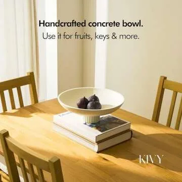KIVY Concrete Fruit Bowl for Kitchen Counter - Large Decorative Bowl for Home Decor - Modern Key Bowl for Entryway Table - Pedestal Bowl - Decorative Bowls for Home Decor - White Fruit Bowl Decor