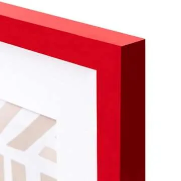 eletecpro 11x14 Picture Frame 4 Pack Made of Solid Wood and Strong Real Glass, Displays 8x10 and 8.5x11 Photos with Mat or 8x11 Without Mat, Room Decor for Wall and Tabletop, Gallery Gifts Red