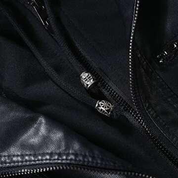 Tanming Women's Womens Hooded Faux leather Jackets (Small, Black)