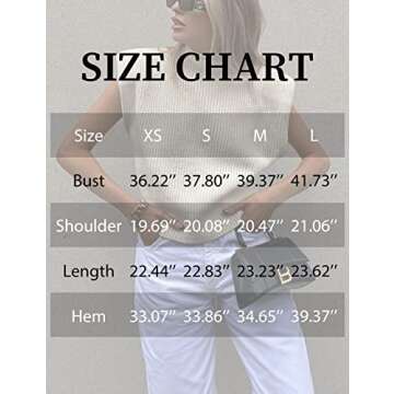 Huaqiao Women's High Neck Knit Sweater Vest Padded Shoulder Turtleneck Sweater Sleeveless Ribbed Pullover Tank Top(Apricot-S)