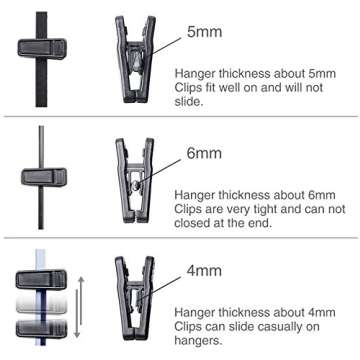 HOUSE DAY Plastic Hanger Clips, Strong Pinch Grip Clips for Use with Slim-line Clothes Hangers, Finger Clips (100Pcs Black)