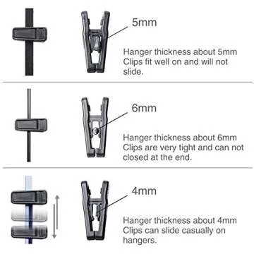 HOUSE DAY Plastic Hanger Clips, Strong Pinch Grip Clips for Use with Slim-line Clothes Hangers, Finger Clips (100Pcs Black)
