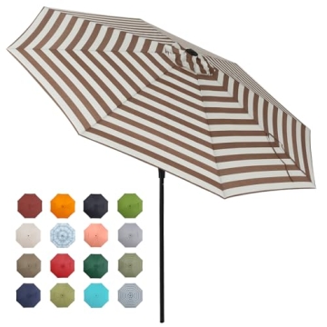 Tempera 9ft Patio Market Outdoor Table Umbrella with Push Button Tilt and Crank,Large Sun Umbrella w...