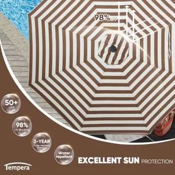Tempera 9ft Patio Umbrella with Easy Crank and Tilt