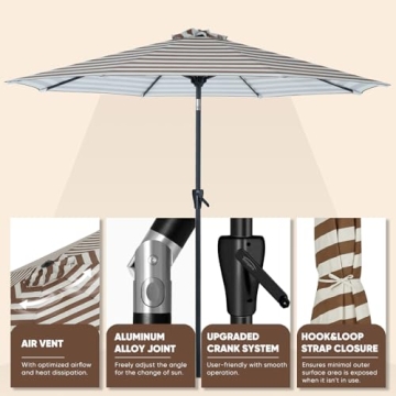 Tempera 9ft Patio Umbrella with Easy Crank and Tilt