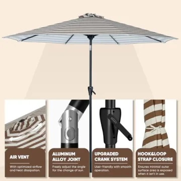 Tempera 9ft Patio Umbrella with Easy Crank and Tilt
