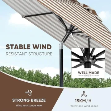 Tempera 9ft Patio Umbrella with Easy Crank and Tilt