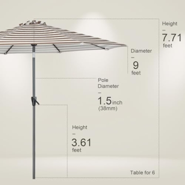 Tempera 9ft Patio Umbrella with Easy Crank and Tilt