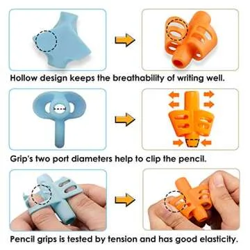ANERZA Pencil Grips, Pencil Grips for Kids Handwriting, Writing Aid Grip for Preschoolers, Silicone Ergonomic Writing Tool, School and Homeschool kindergarten Supplies for Toddlers (6pcs)