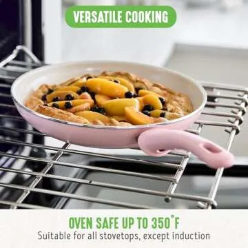 GreenLife Soft Grip Healthy Ceramic Nonstick 12" Frying Pan Skillet, PFAS-Free, Dishwasher Safe, Pink