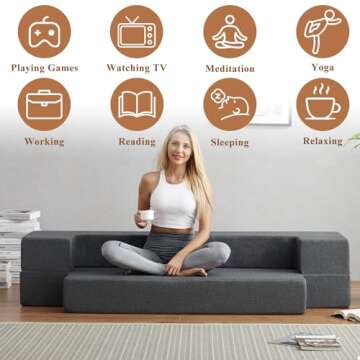 FILUXE Folding Sofa - Stylish Space-Saving Convertible Couch