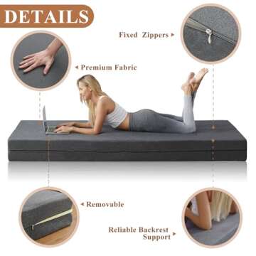 FILUXE Folding Sofa - Stylish Space-Saving Convertible Couch