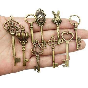 Youdiyla Vintage Skeleton Key in Antique Bronze Style - Set of 46pcs (HM107)