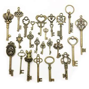 Youdiyla Vintage Skeleton Key Set - 46 Antique Keys