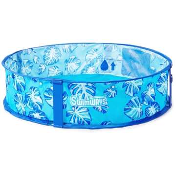 Swimways Elite Pop-Up Above Ground Pool, Baby Pool with Canopy & Carrying Case, Foldable Kiddie Pool for Ages 9-24 Months, Measures 32", Blue