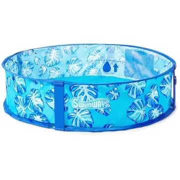 Swimways Elite Pop-Up Above Ground Pool, Baby Pool with Canopy & Carrying Case, Foldable Kiddie Pool for Ages 9-24 Months, Measures 32", Blue