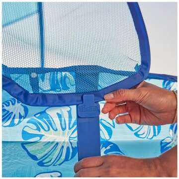 Swimways Elite Pop-Up Above Ground Pool, Baby Pool with Canopy & Carrying Case, Foldable Kiddie Pool for Ages 9-24 Months, Measures 32", Blue