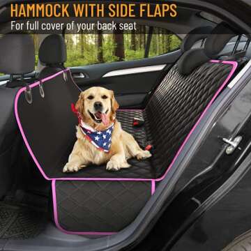 Active Pets Dog Car Seat Cover for Back Seat. Car Seat Protector Dog Hammock for Car - Waterproof Pe...