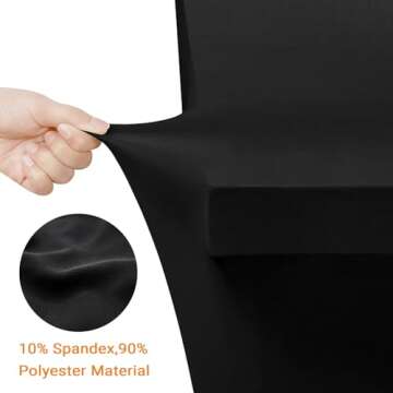 Eurmax USA Rectangular Fitted Spandex Table Covers 6ft Tablecloth Wedding Event Patio Table Decorations Stretch Table Cover for 6ft Folding Table(Black)
