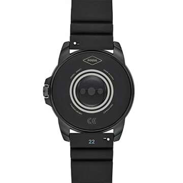 Fossil 44mm Gen 5E Stainless Steel and Silicone Touchscreen Smart Watch with Heart Rate, Color: Black (Model: FTW4047)