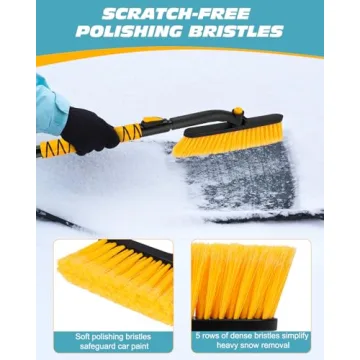 ZERIXA 44.5" Ice Scraper for Car Windshield, Extendable Snow Brush with 270° Pivoting Brush Head and Foam Grip for Car Auto Truck SUV