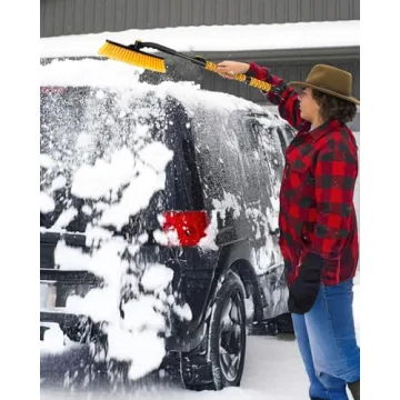ZERIXA 44.5" Ice Scraper for Car Windshield, Extendable Snow Brush with 270° Pivoting Brush Head and Foam Grip for Car Auto Truck SUV