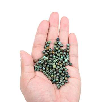 Bymitel 210pcs Natural Crystal Beads Stone Gemstone Round Energy Healing Loose Beads with Stretch Cord for Jewelry Making Bracelets Anklets (African Turquoise, 4mm 210pcs)
