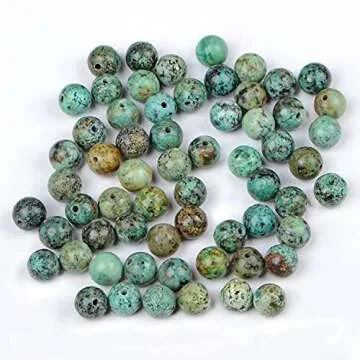 Bymitel 210pcs Natural Crystal Beads Stone Gemstone Round Energy Healing Loose Beads with Stretch Cord for Jewelry Making Bracelets Anklets (African Turquoise, 4mm 210pcs)