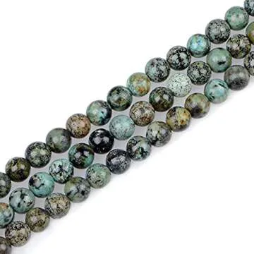 Bymitel 210pcs Natural Crystal Beads Stone Gemstone Round Energy Healing Loose Beads with Stretch Cord for Jewelry Making Bracelets Anklets (African Turquoise, 4mm 210pcs)