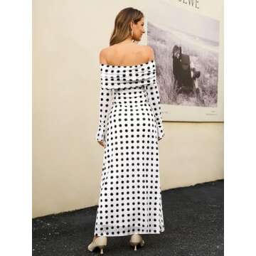 KUTUMAI Women Off Shoulder Bodycon Maxi Dress Long Sleeve Mesh Ruched Party Formal Wedding Guest Dre...