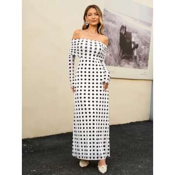 KUTUMAI Women's Off Shoulder Bodycon Maxi Dress