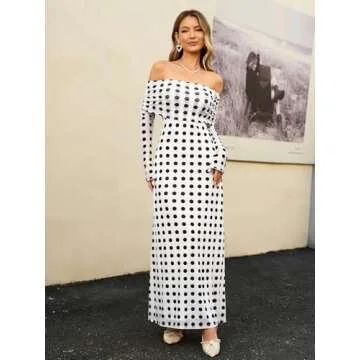 KUTUMAI Women's Off Shoulder Bodycon Maxi Dress