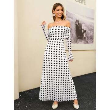 KUTUMAI Women's Off Shoulder Bodycon Maxi Dress