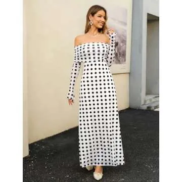 KUTUMAI Women's Off Shoulder Bodycon Maxi Dress