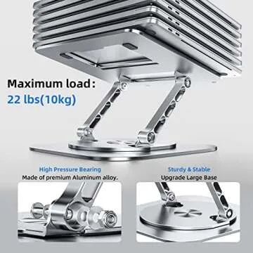 MCHOSE Laptop Stand, Computer Stand for Laptop with 360° Rotating Base, Foldable Adjustable Laptop Holder, Ergonomic Design Compatible with MacBook Air Pro, Dell XPS, HP, Lenovo More 10-17" Laptops