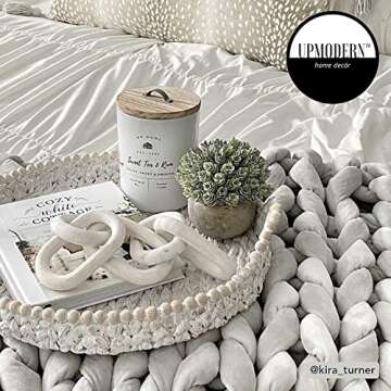 UPMODERN Wood Chain Link Decor- Hand Carved Decorative Wood Chain, 5 Link Chain Decor, White Washed, Sustainable Pine Wood…