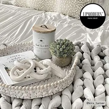 UPMODERN Wood Chain Link Decor- Hand Carved Decorative Wood Chain, 5 Link Chain Decor, White Washed, Sustainable Pine Wood…