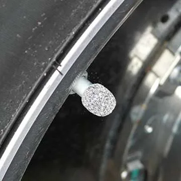 Tallew Crystal Diamond Valve Stem Caps Set for Cars