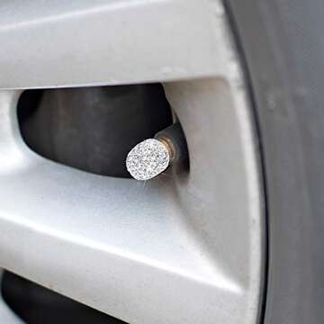 Tallew Crystal Diamond Valve Stem Caps Set for Cars