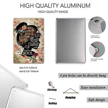 Books Into The Library Vertical Poster, Girl Love Books Vintage Wall Art, Book Lover, Book Dictionary Poster,Retro Vintage Tin Sign, Wall Metal Signs Posters for Home Kitchen Diner-12x16inch(30x40cm)