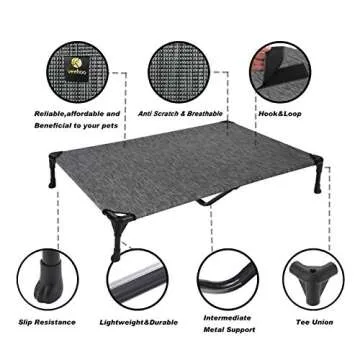 Veehoo Cooling Elevated Dog Bed, Portable Raised Pet Cot with Washable & Breathable Mesh, No-Slip Fe...