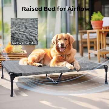 Veehoo Cooling Elevated Dog Bed, Portable Raised Pet Cot with Washable & Breathable Mesh, No-Slip Feet Durable Dog Cots Bed for Indoor & Outdoor Use, X Large, CWC1803-XL
