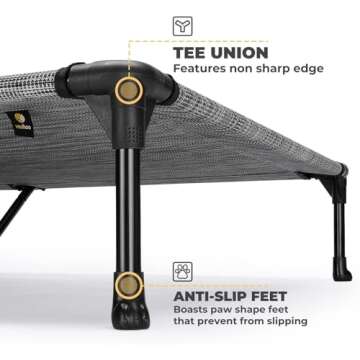 Veehoo Cooling Elevated Dog Bed, Portable Raised Pet Cot with Washable & Breathable Mesh, No-Slip Feet Durable Dog Cots Bed for Indoor & Outdoor Use, X Large, CWC1803-XL
