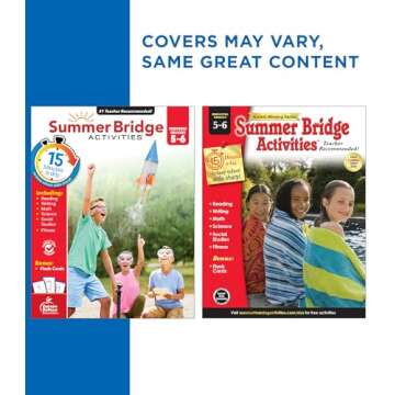 Summer Bridge Activities 5th to 6th Grade Workbooks All Subjects, Activity Book With Math, Reading Comprehension, Science, Fitness, Social Studies, Writing Practice, and Flash Cards