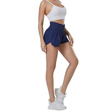 Aurefin High Waisted Athletic Shorts for Women,Womens Running Shorts with Mesh Liner Quick Dry Casual Workout Active Shorts